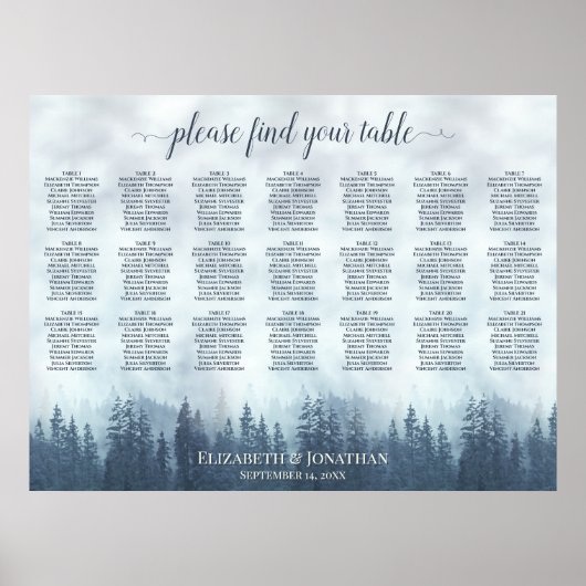 Tableau de disposition de mariage Rustique 21 Tabl (Devant)