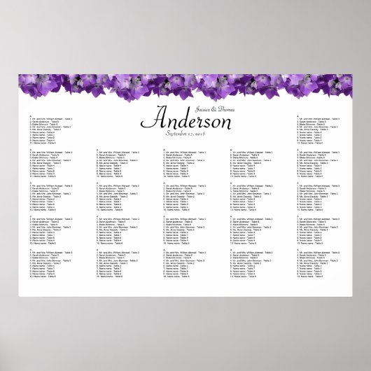 Tableau de disposition de réception de mariage aux (Devant)