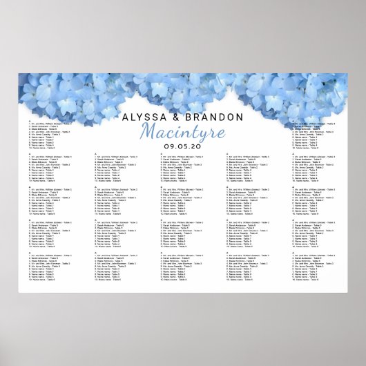 Tableau de disposition de réception de mariage flo (Devant)