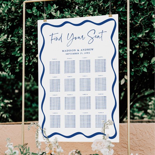 Tableau de disposition de table moderne bleu ondul