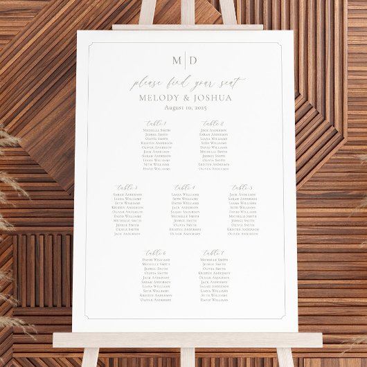 Tableau de disposition des places Monogramme 7 Tab