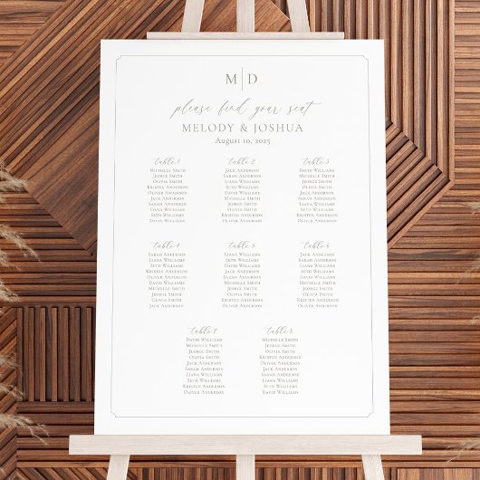 Tableau de disposition des places Monogramme 8 tab