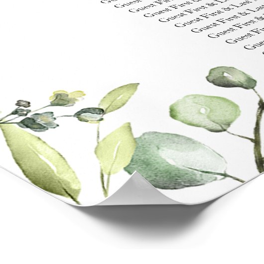 Tableau de Fête des mariées Eucalyptus vert (Coin)