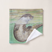 Tableau de la loutre de rivière joueuse (Gant de toilette)