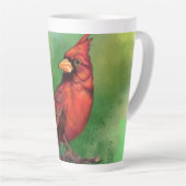 Tableau de la Mug latte des oiseaux cardinaux roug (Angle droit)