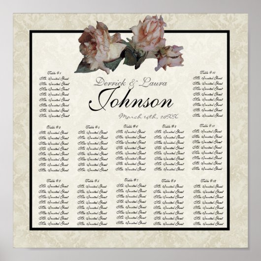 Tableau de la table de la réception Rose impressio (Devant)