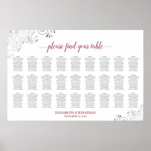 Tableau de mariage à 27 tables avec décoration flo