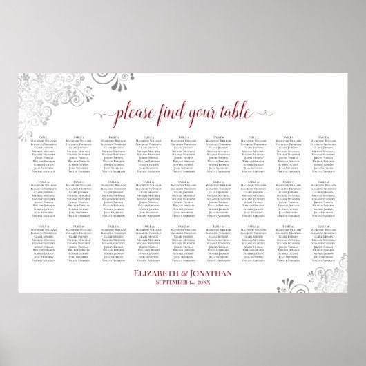 Tableau de mariage à 27 tables avec décoration flo (Devant)