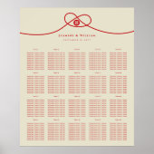 Tableau de Mariage à double bonheur à noeud rouge (Devant)