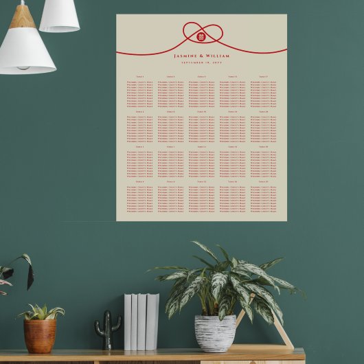 Tableau de Mariage à double bonheur à noeud rouge (Salon 1)