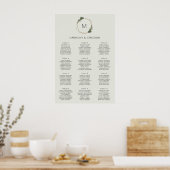 Tableau de mariage à la verdure dorée géométrique (Cuisine)