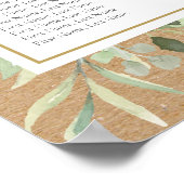 Tableau de mariage à l'aquarelle avec verdure rust (Coin)