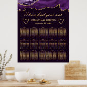 Tableau de mariage agate pailleté violet et or (Cuisine)