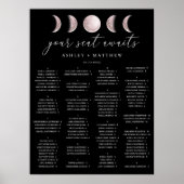 Tableau de Mariage Alphabétique Noir | Lune (Devant)