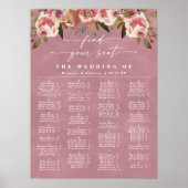 Tableau de Mariage Alphabetique Rose Sauvage Rose (Devant)