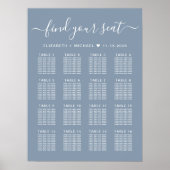 Tableau de Mariage Assis Bleu Poussiéreux 16 Table (Devant)
