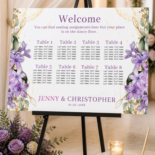 Tableau de mariage aux lilas violets