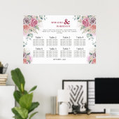 Tableau de mariage aux roses aquarelles (Bureau à domicile)