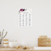 Tableau de mariage aux roses roses et prune violet (Cuisine)