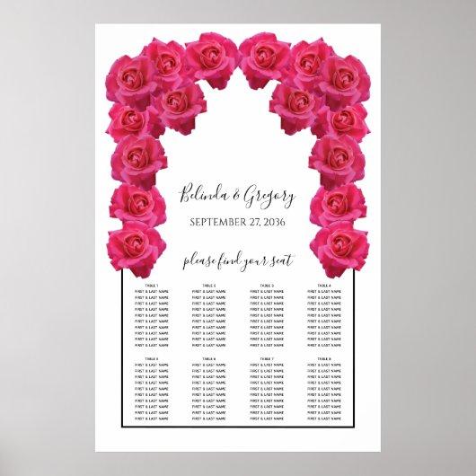 Tableau de Mariage aux Roses Roses Rustiques Rose (Devant)