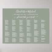 Tableau de mariage avec 200 noms de couleur vert s (Devant)