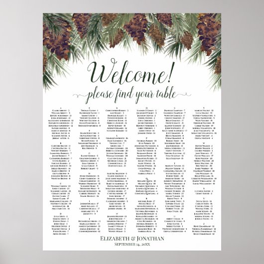 Tableau de mariage Bienvenue Pins rustiques (Devant)