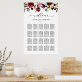 Tableau de mariage bohème rouge et violet avec fle (Cuisine)