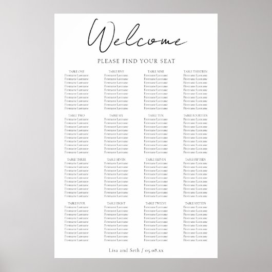 Tableau de mariage classique minimaliste (Devant)