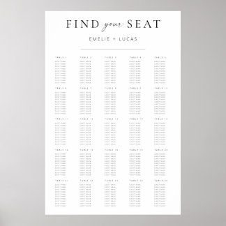 Tableau de Mariage de script minimaliste moderne