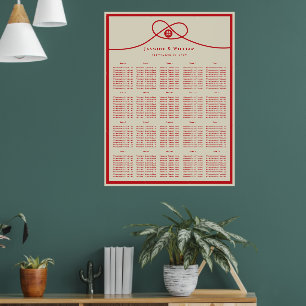 Tableau de mariage Double Bonheur Red Knot