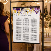 Tableau de Mariage Fleurs Or et Violet pour Plan d