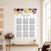 Tableau de Mariage Fleurs Or et Violet pour Plan d