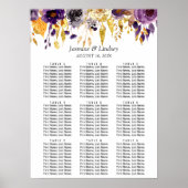 Tableau de Mariage Fleurs Or et Violet pour Plan d (Devant)