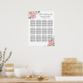 Tableau de Mariage Fleurs Rose Poussiéreux Bleu (Cuisine)