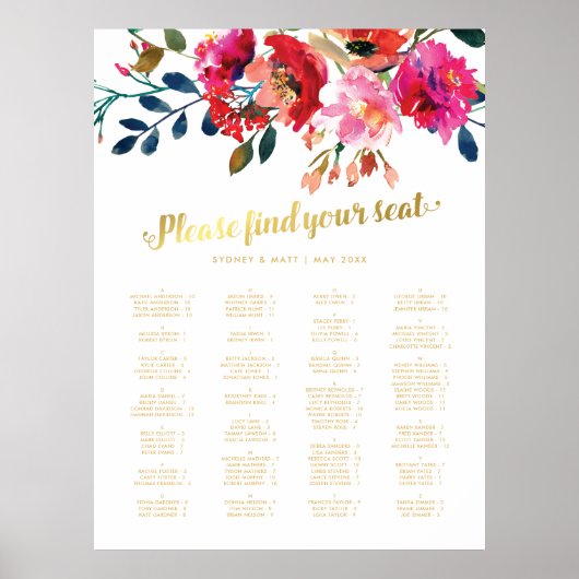 Tableau de mariage floral alphabétique pour placem (Devant)