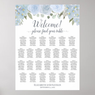 Tableau de mariage floral bleu poussiéreux 26