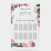 Tableau de mariage floral Hydrangea rose (Recto)