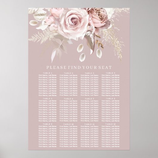 Tableau de Mariage floral luxueux (Devant)