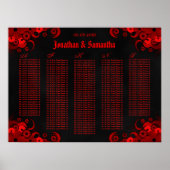 Tableau de Mariage floral noir et rouge (Devant)