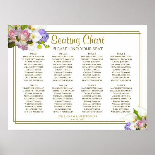 Tableau de mariage floral pastel de printemps pour (Devant)