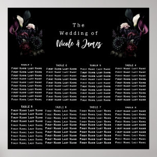 Tableau de mariage floral romantique sombre et d'h
