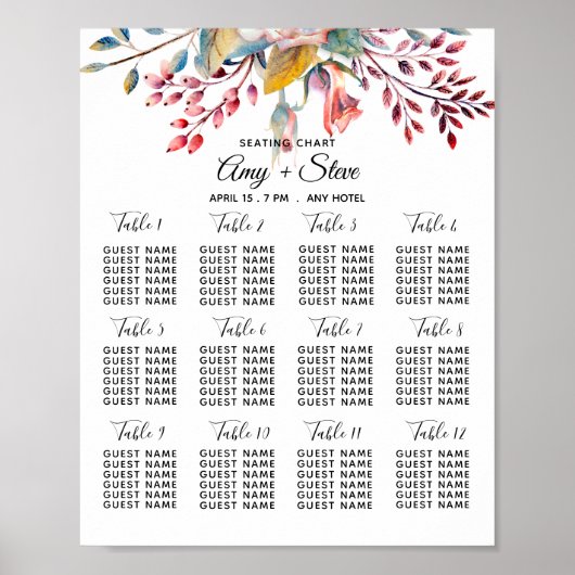 Tableau de Mariage floral Rose Blush (Devant)