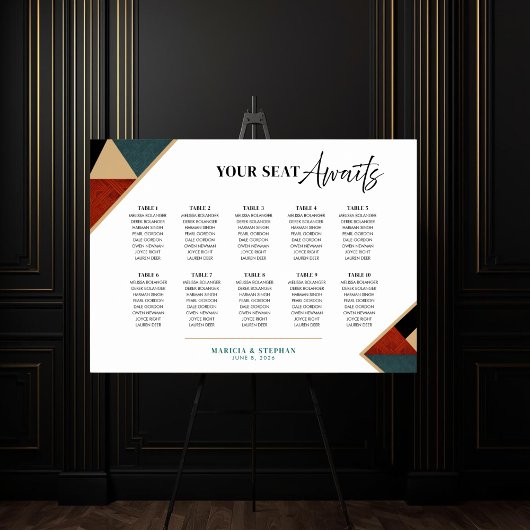 Tableau de mariage géométrique Art Déco moderne po
