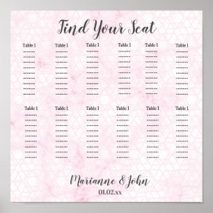 Tableau de mariage géométrique en marbre rose