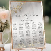 Tableau de mariage gris avec paillettes dorées Lux