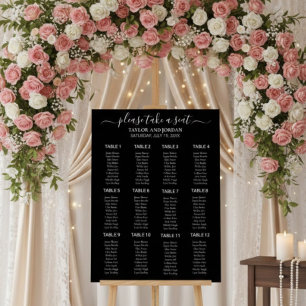 Tableau de mariage minimaliste moderne noir