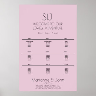 Tableau de mariage minimaliste violet rose Logo