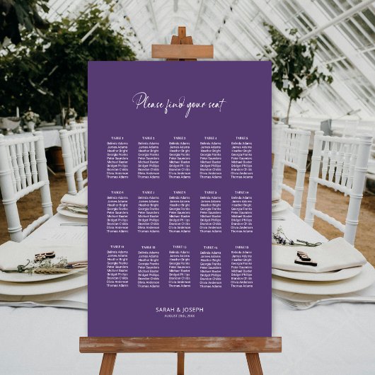 Tableau de Mariage moderne de 15 tables pourpre