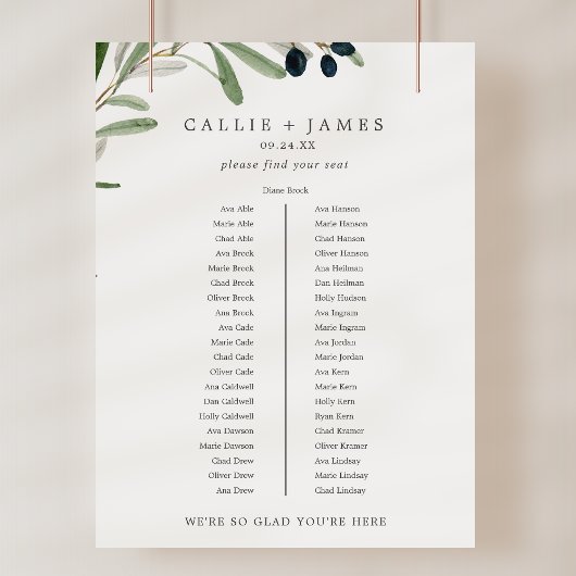 Tableau de mariage moderne sur table de banquet en