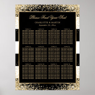 Tableau de mariage noir blanc or confettis 12